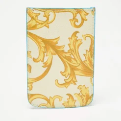 Versace Yellow/Blue Medusa Print Leather Phone Cover For Women -Versace Official Website luxury women versace used accessories p645782 003