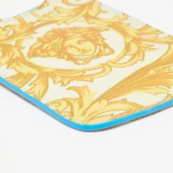 Versace Yellow/Blue Medusa Print Leather Phone Cover For Women -Versace Official Website luxury women versace used accessories p645782 007