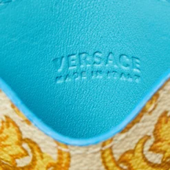Versace Yellow/Blue Medusa Print Leather Phone Cover For Women -Versace Official Website luxury women versace used accessories p645782 010