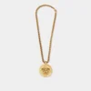 Versace Medusa Logo Medallion Gold Tone Chunky Pendant Necklace For Women