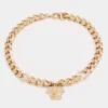 Versace Palazzo Medusa Crystals Gold Tone Necklace For Women