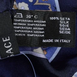 Versace Navy Blue Printed Silk Square Scarf For Women -Versace Official Website luxury women versace used accessories p671744 006