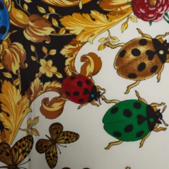 Versace White Butterfly And Ladybird Print Silk Scarf For Women -Versace Official Website luxury women versace used accessories p671763 002