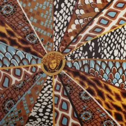 Versace Gold Multi Motif Print Silk Scarf For Women -Versace Official Website luxury women versace used accessories p671835 003