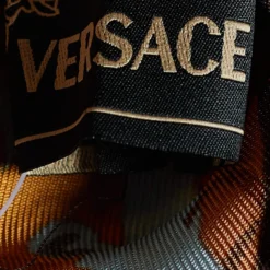 Versace Gold Multi Motif Print Silk Scarf For Women -Versace Official Website luxury women versace used accessories p671835 005