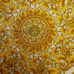 Versace Yellow Barocco Print Silk Square Scarf For Women -Versace Official Website luxury women versace used accessories p671839 002