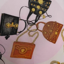 Versace Pink Bags & Chain Print Silk Scarf For Women -Versace Official Website luxury women versace used accessories p671843 006