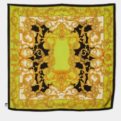 Versace Green Barocco Chaos Couture Print Silk Scarf For Women