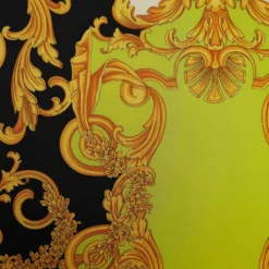 Versace Green Barocco Chaos Couture Print Silk Scarf For Women -Versace Official Website luxury women versace used accessories p671931 002