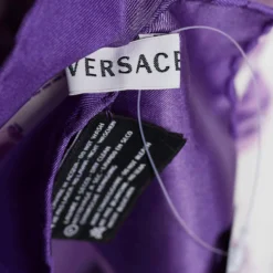 Versace Purple Flower Print Silk Scarf For Women -Versace Official Website luxury women versace used accessories p671938 005