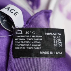 Versace Purple Flower Print Silk Scarf For Women -Versace Official Website luxury women versace used accessories p671938 006
