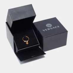 Versace Medusa Faux Pearl Gold Tone Ring Size 53 For Women -Versace Official Website luxury women versace used accessories p672302 003
