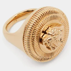 Versace Medusa Gold Tone Ring Size 54 For Women -Versace Official Website luxury women versace used accessories p676003 003