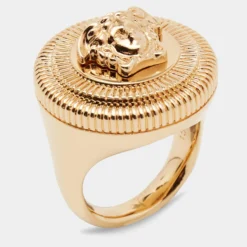 Versace Medusa Gold Tone Ring Size 54 For Women