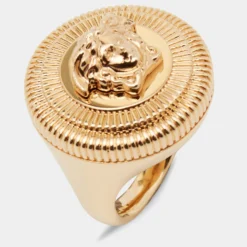 Versace Medusa Gold Tone Ring Size 54 For Women -Versace Official Website luxury women versace used accessories p676003 007