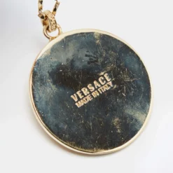 Versace Icon Medusa Lapis Lazuli Gold Tone Pendant Necklace For Women -Versace Official Website luxury women versace used accessories p677395 001