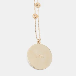 Versace Icon Medusa Lapis Lazuli Gold Tone Pendant Necklace For Women -Versace Official Website luxury women versace used accessories p677395 003