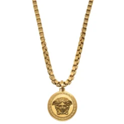Versace Icon Medusa Gold Tone Pendant Necklace For Women