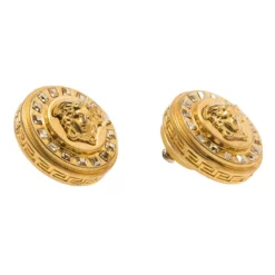 Versace Icon Medusa Crystal Studded Gold Tone Stud Earrings For Women -Versace Official Website luxury women versace used accessories p73513 0003
