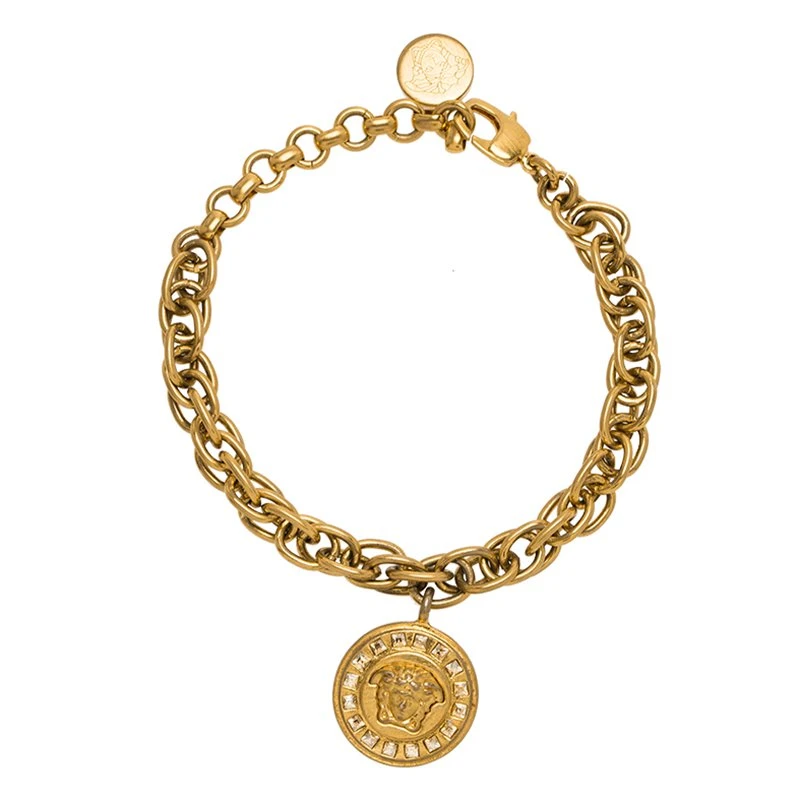 Versace Icon Medusa Crystal Studded Gold Tone Bracelet For Women 1 Versace Icon Medusa Crystal Studded Gold Tone Bracelet For Women