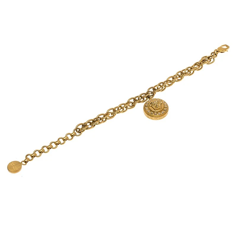Versace Icon Medusa Crystal Studded Gold Tone Bracelet For Women 2 Versace Icon Medusa Crystal Studded Gold Tone Bracelet For Women - Image 2