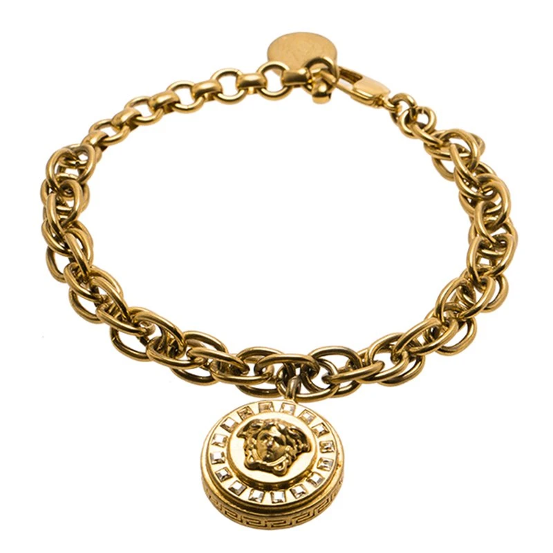 Versace Icon Medusa Crystal Studded Gold Tone Bracelet For Women 3 Versace Icon Medusa Crystal Studded Gold Tone Bracelet For Women - Image 3