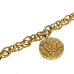 Versace Icon Medusa Crystal Studded Gold Tone Bracelet For Women 9 Versace Icon Medusa Crystal Studded Gold Tone Bracelet For Women -Versace Official Website luxury women versace used accessories p73522 004