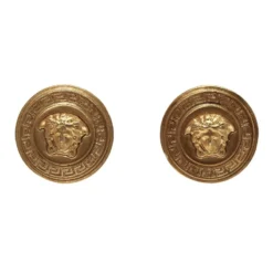 Versace Medusa Medallion Gold Tone Clip-on Stud Earrings For Women