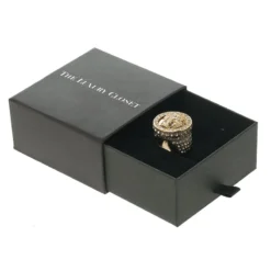 Versace Medusa Crystal Studded Gold Tone Ring Size 55 For Women -Versace Official Website luxury women versace used accessories p91210 0005