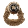 Versace Medusa Black Enamel Gold-Tone Multi-Chain Medallion Bracelet 20CM For Women