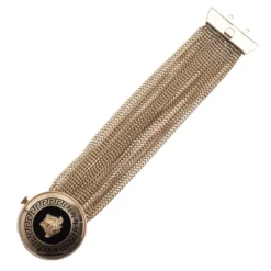 Versace Medusa Black Enamel Gold-Tone Multi-Chain Medallion Bracelet 20CM For Women -Versace Official Website luxury women versace used accessories p9314 004