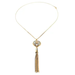 Versace Medusa Tassel Two Tone Pendant Necklace For Women -Versace Official Website luxury women versace used accessories p98268 003