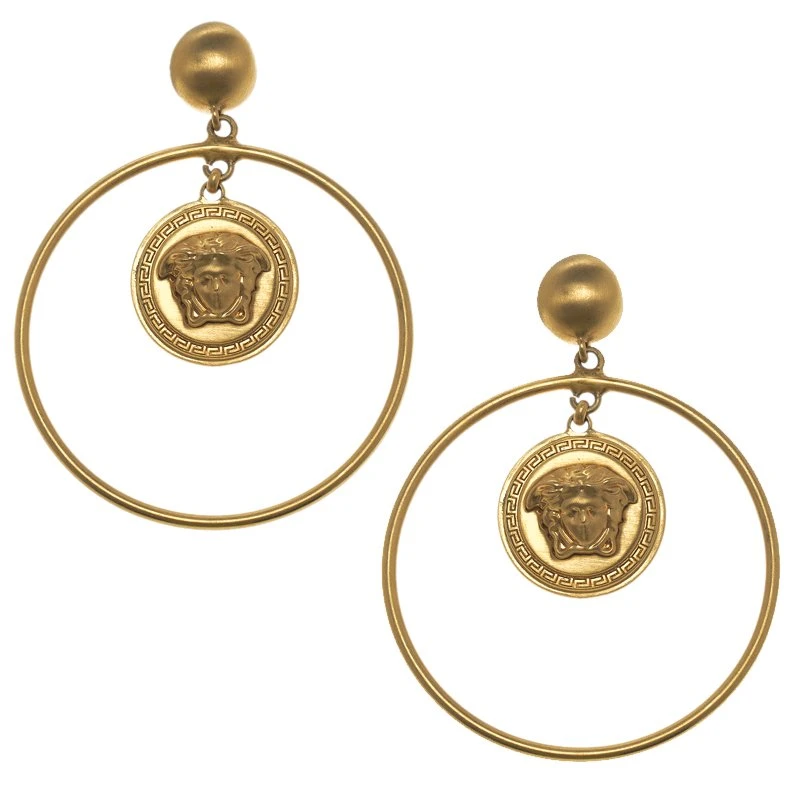 Versace Medusa Gold Tone Hoop Earrings For Women 2 Versace Medusa Gold Tone Hoop Earrings For Women - Image 2