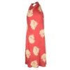 Versace Classic Vintage Orange Floral Print Buckle Detail Draped Halter Dress L For Women