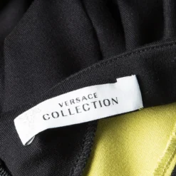 Versace Collection Black Knit Contrast Trim Logo Buckle Detail Sleeveless Dress M For Women -Versace Official Website luxury women versace used clothes p114489 005