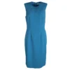 Versace Collection Blue Embossed Sleeveless Sheath Dress M For Women