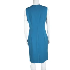 Versace Collection Blue Embossed Sleeveless Sheath Dress M For Women -Versace Official Website luxury women versace used clothes p115708 0003