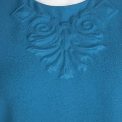 Versace Collection Blue Embossed Sleeveless Sheath Dress M For Women -Versace Official Website luxury women versace used clothes p115708 0004