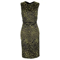 Versace Collection Black Animal Print Belted Sleeveless Dress L For Women