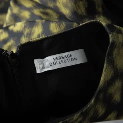 Versace Collection Black Animal Print Belted Sleeveless Dress L For Women -Versace Official Website luxury women versace used clothes p115738 005