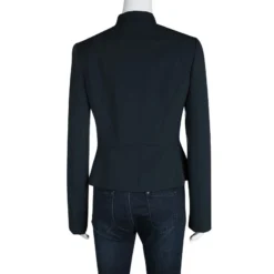 Versace Peacock Blue Mandarin Collar Double Breasted Blazer M For Women -Versace Official Website luxury women versace used clothes p115953 0003