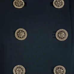 Versace Peacock Blue Mandarin Collar Double Breasted Blazer M For Women -Versace Official Website luxury women versace used clothes p115953 0004