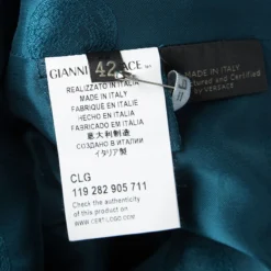 Versace Peacock Blue Mandarin Collar Double Breasted Blazer M For Women -Versace Official Website luxury women versace used clothes p115953 0006