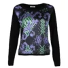 Versace Collection Black Knit Printed Silk Panel Detail Long Sleeve Top M For Women