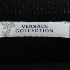 Versace Collection Black Knit Printed Silk Panel Detail Long Sleeve Top M For Women -Versace Official Website luxury women versace used clothes p118374 005