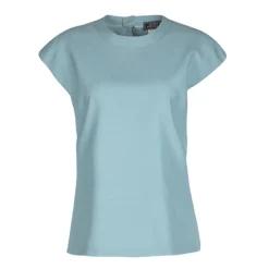Gianni Versace Powder Blue Wool Cap Sleeve Top M For Women