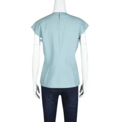 Gianni Versace Powder Blue Wool Cap Sleeve Top M For Women -Versace Official Website luxury women versace used clothes p120798 0003