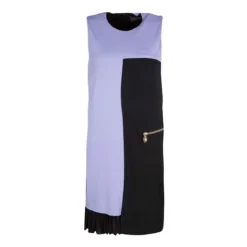 Versace Colorblock Ruffle Bottom Hem Detail Sleeveless Dress S For Women