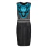 Versace Black And Blue Medusa Print Pinstriped Sleeveless Dress M For Women