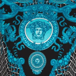 Versace Black And Blue Medusa Print Pinstriped Sleeveless Dress M For Women -Versace Official Website luxury women versace used clothes p127102 0004